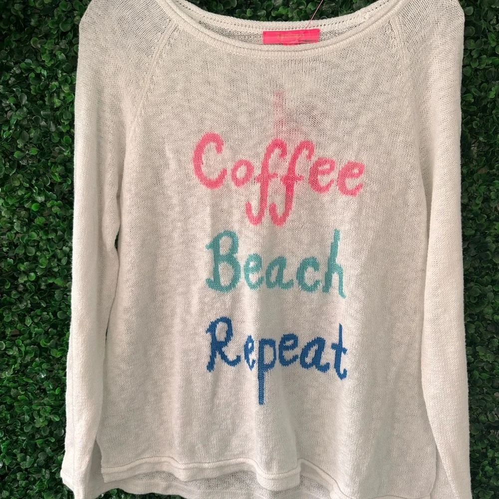 NWT Lilly Pulitzer White Sweater with Coffee Beach Repeat - Picture 5 of 5